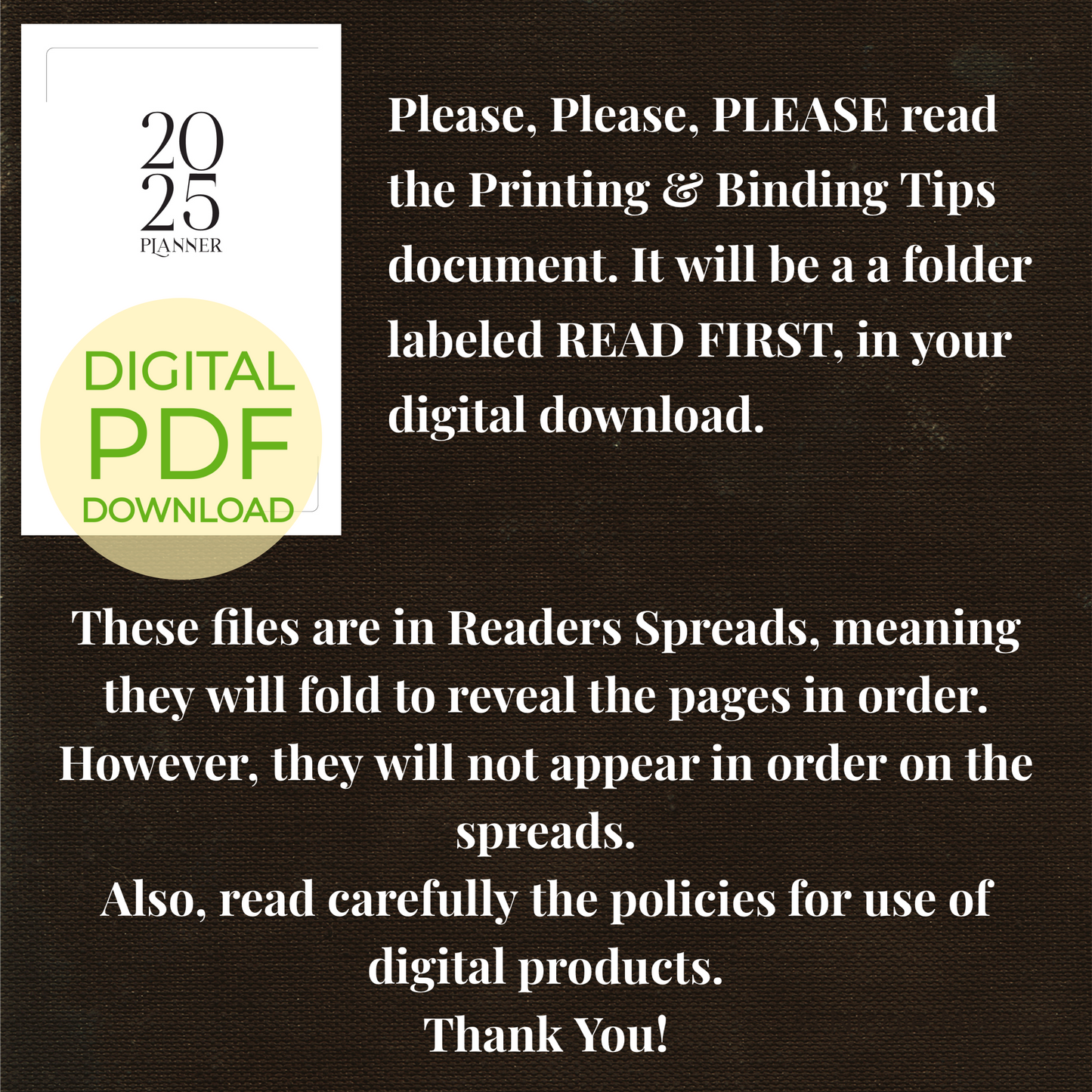 2025 Printable Daily Planner Digital PDF - Book Binding Signatures