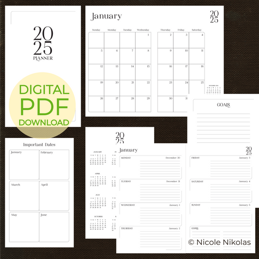 2025 Printable Daily Planner Digital PDF - Book Binding Signatures